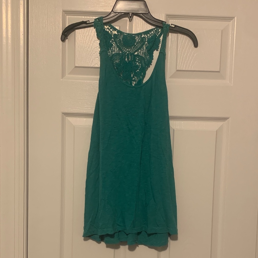Teal Lace Back Women's Top